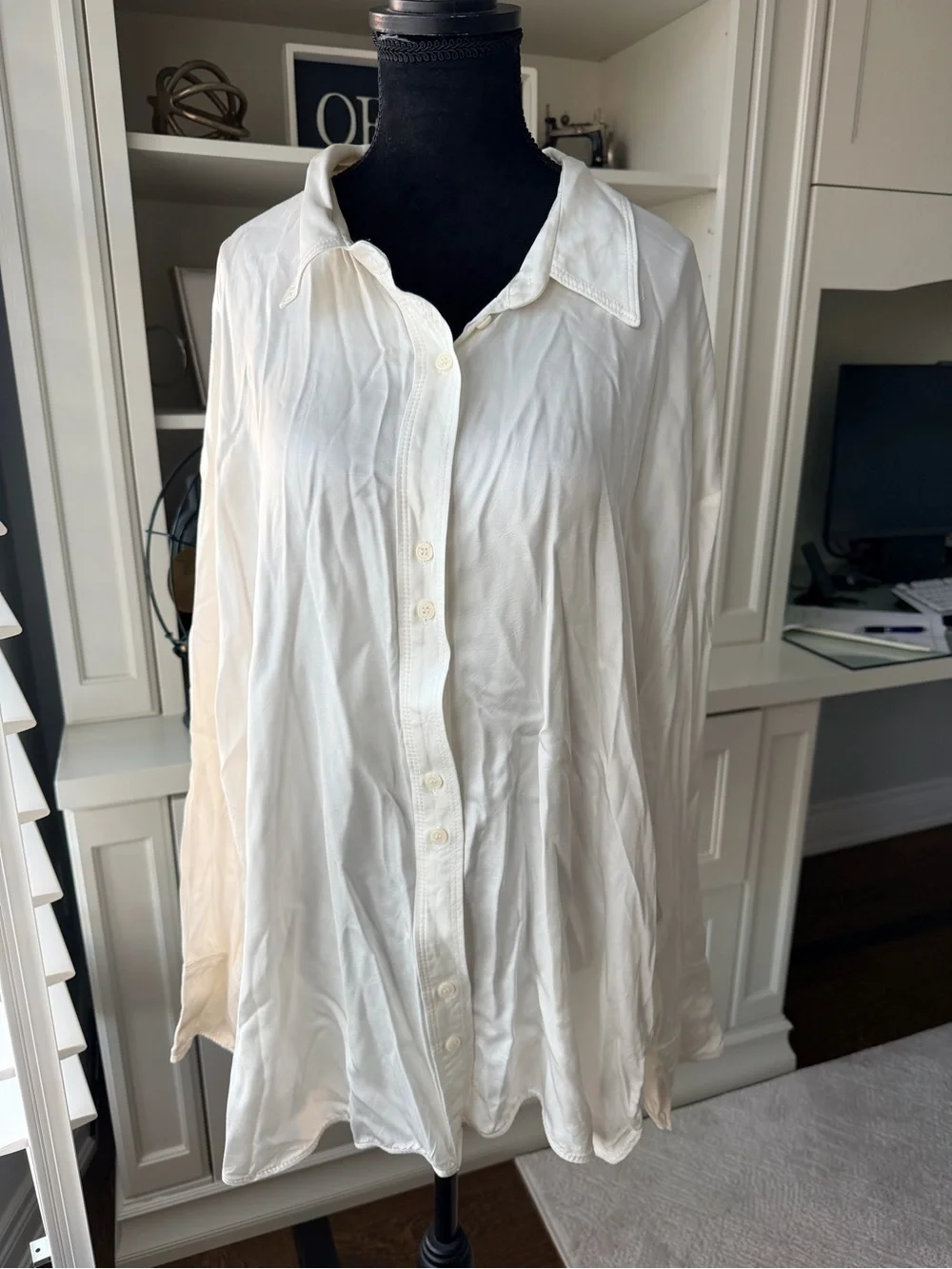 ZARA Satin Effect Button Up Long Sleeve Blouse Top Women’s Plus Size XXL New - Picture 7 of 12